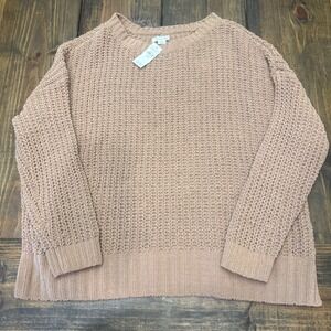 American Eagle Chenille Oversized Sweater Tan Blush Pink Medium NWT chunky knit